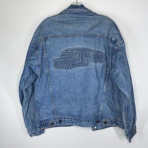 Vintage Tyca Embossed Trucker Denim Jean Jacket Size Small USA Made